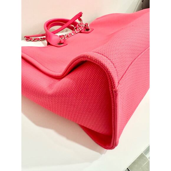 Chanel Deauville Extra Large Neon Pink/Orange  Canvas Tote Shopper Bag - Picture 16 of 16